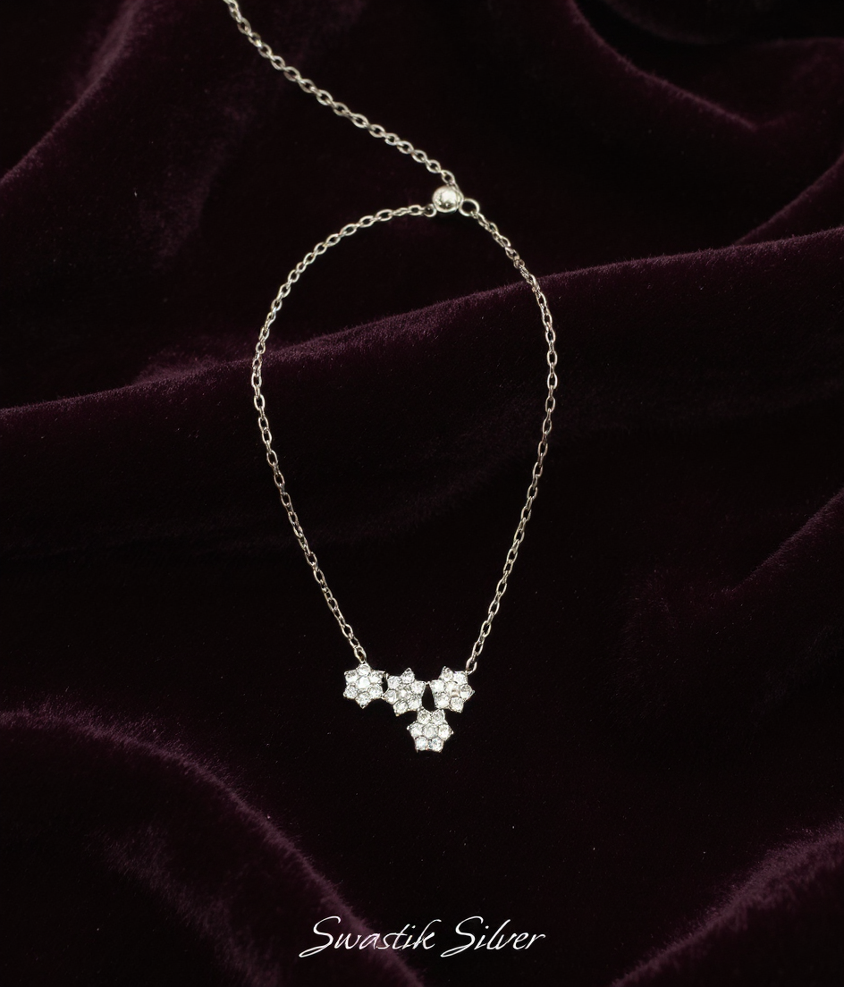 Silver Floral Pendant Necklace view 2