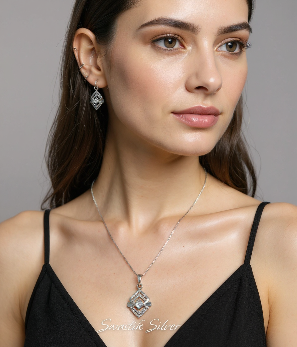 Elegant Silver Pendant view 3