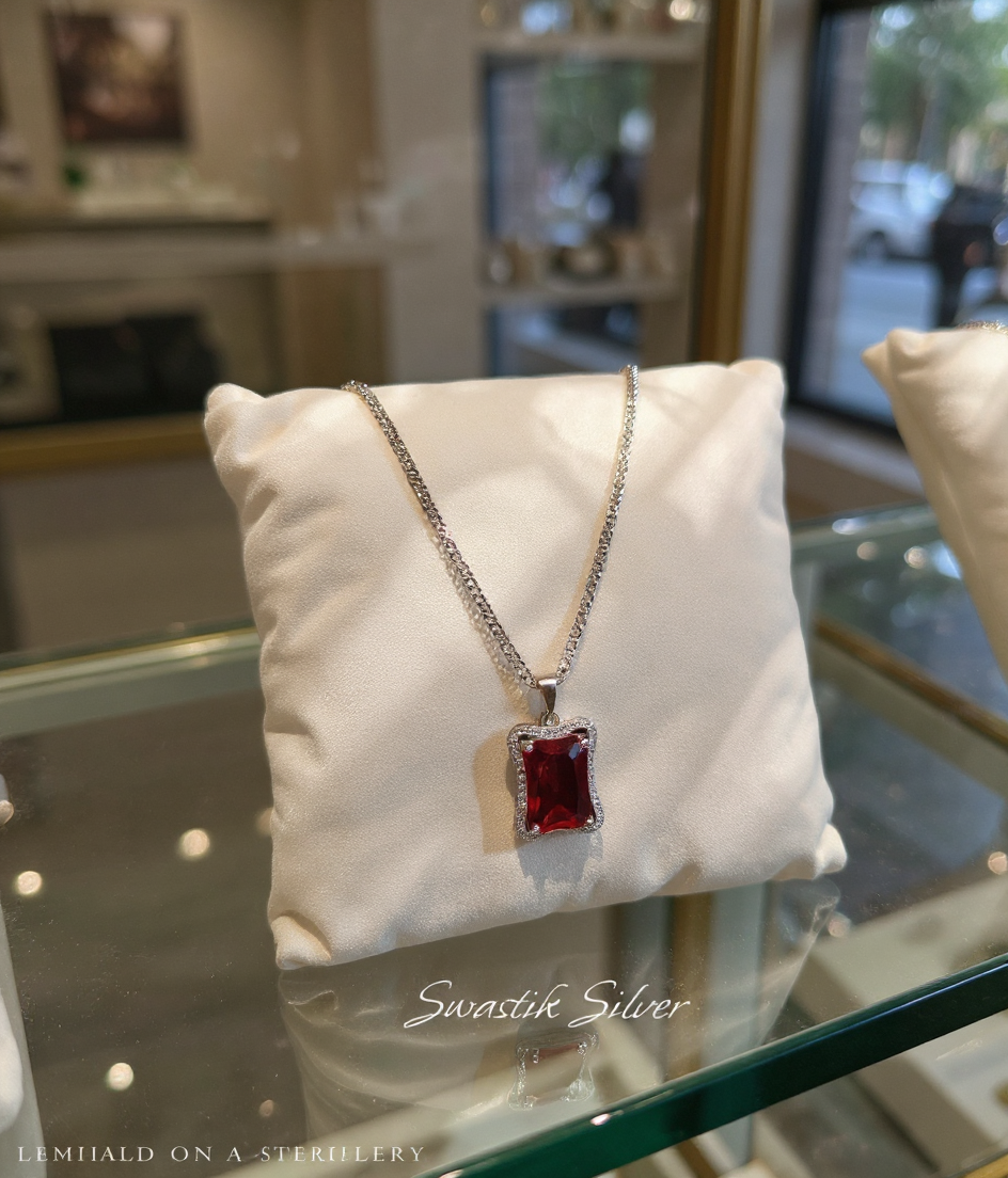 Ruby Pendant with Chain