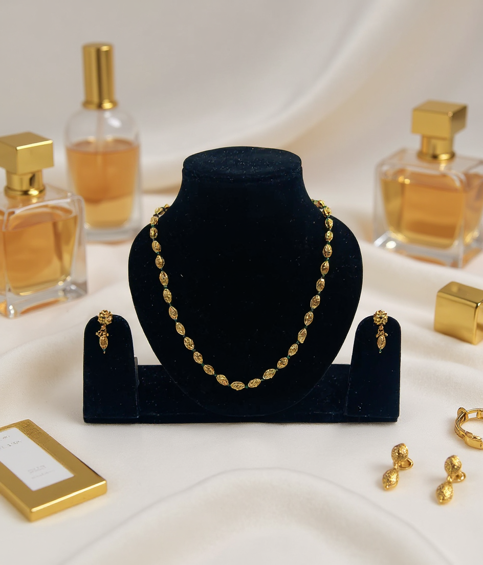 Golden Beaded Premium Quality Matar Mala Necklace Set view 4