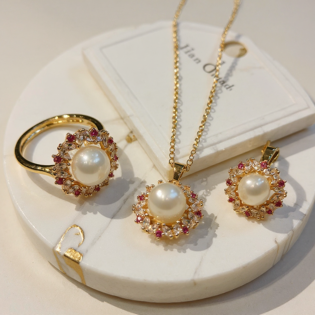 Handmade Pearl Jewelry Set view 5