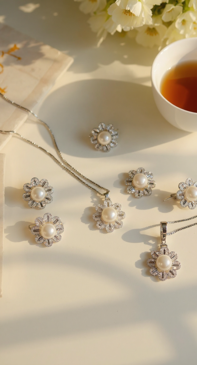 Floral Pearl Jewelry Set view 6