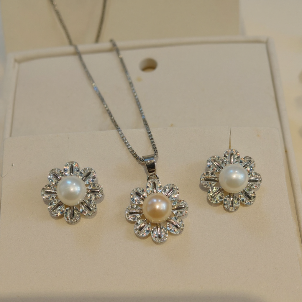 Floral Pearl Jewelry Set view 3