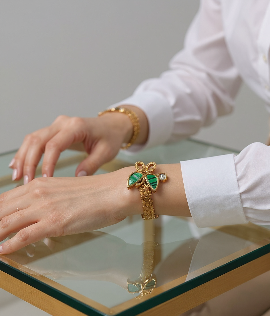 Golden & Green Honeycomb Bracelet view 3