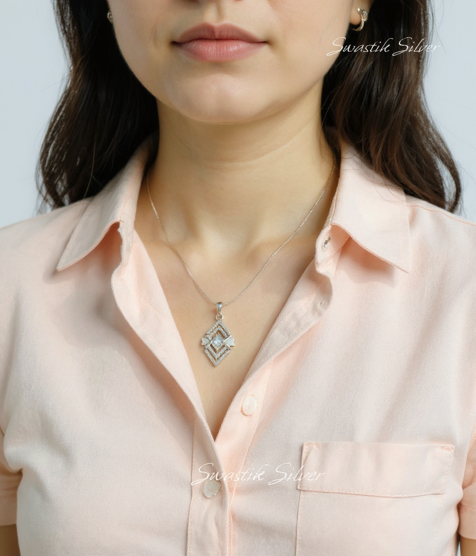 Elegant Silver Pendant view 2