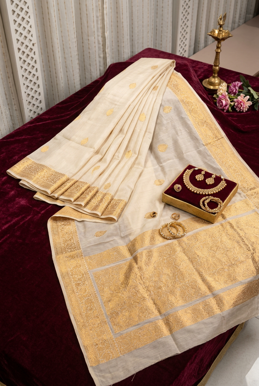 Banarasi Silk With Sona Rupa Butta and Jerry Border view 2