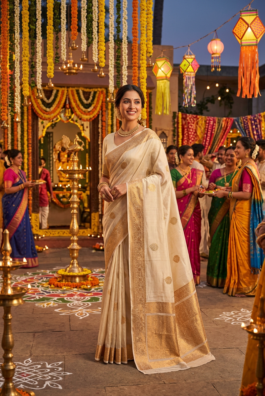 Banarasi Silk With Sona Rupa Butta and Jerry Border view 3