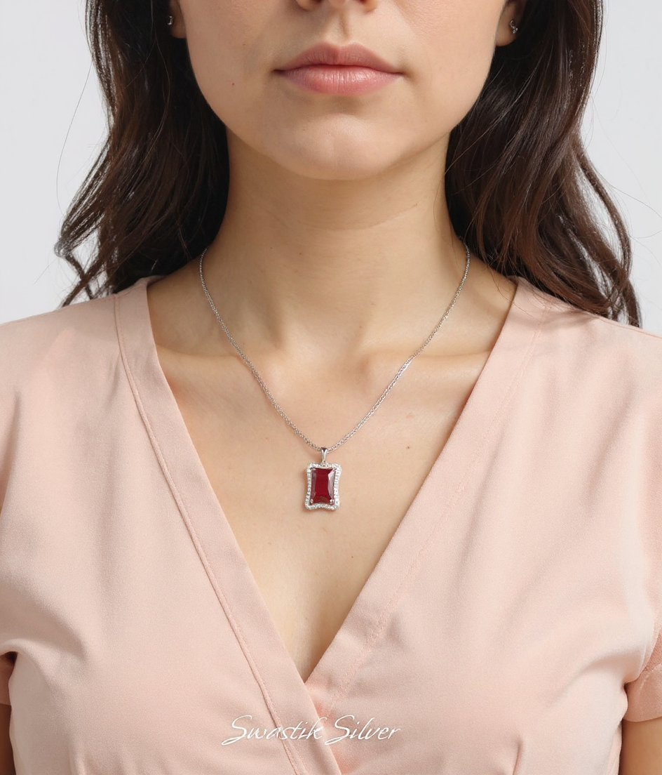 Ruby Pendant with Chain view 3