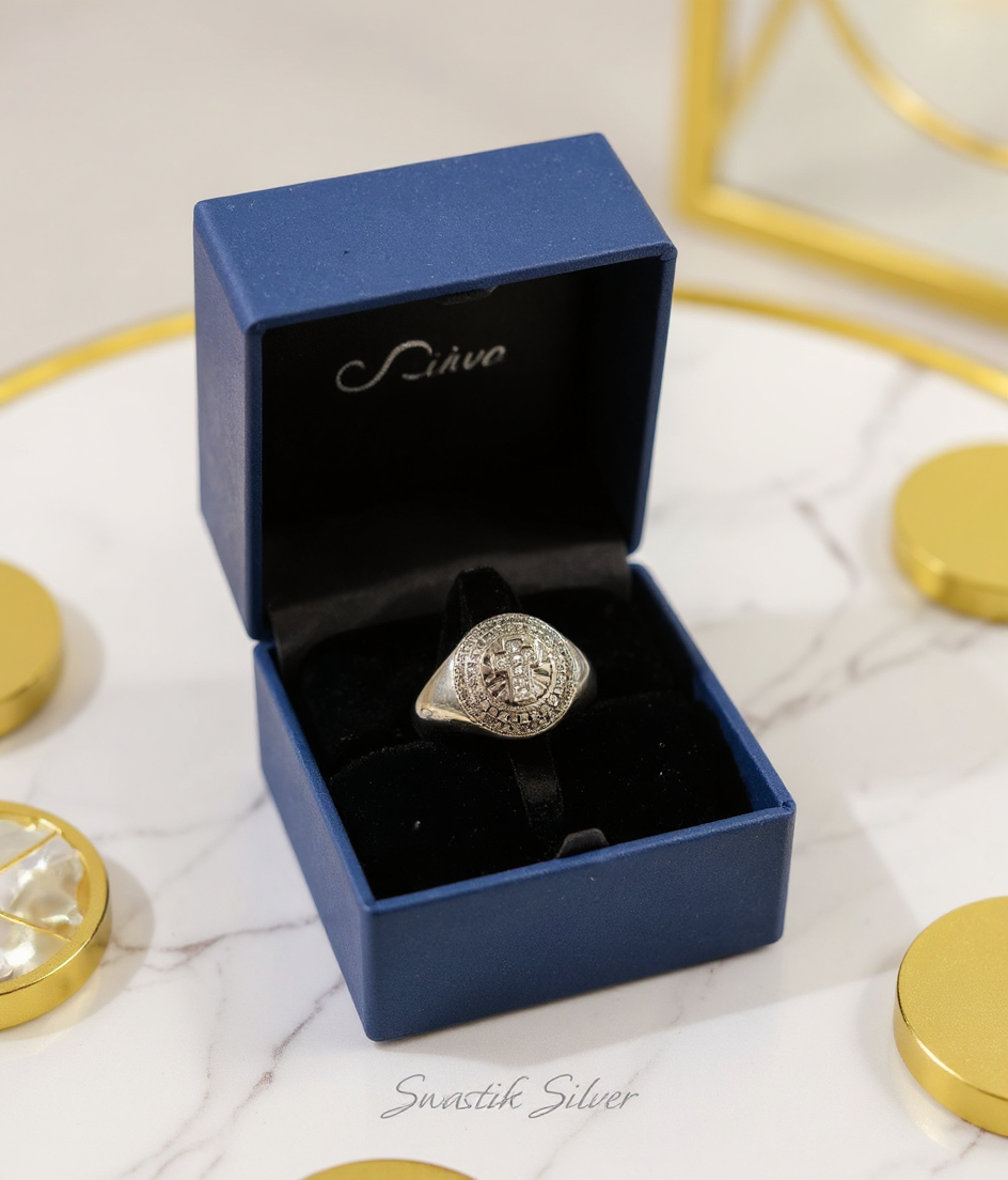 Cross Silver Ring view 3