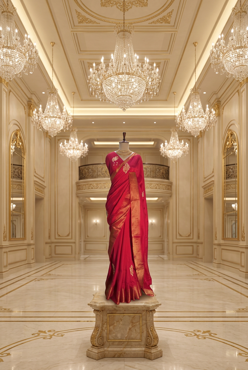 Designer Silk Saree With Hand Work And Jerry Border view 3