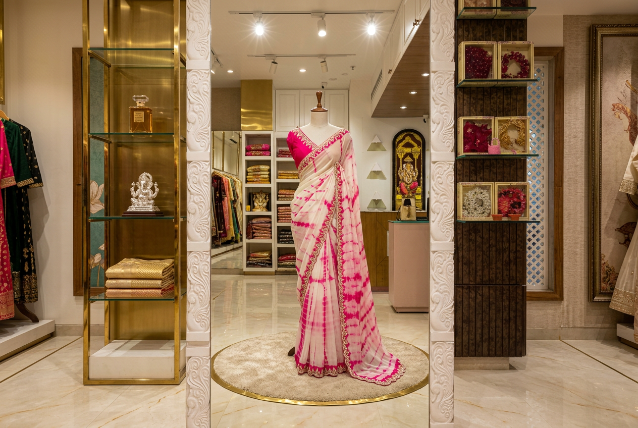 Satin Creep With Hand Work Designer Saree