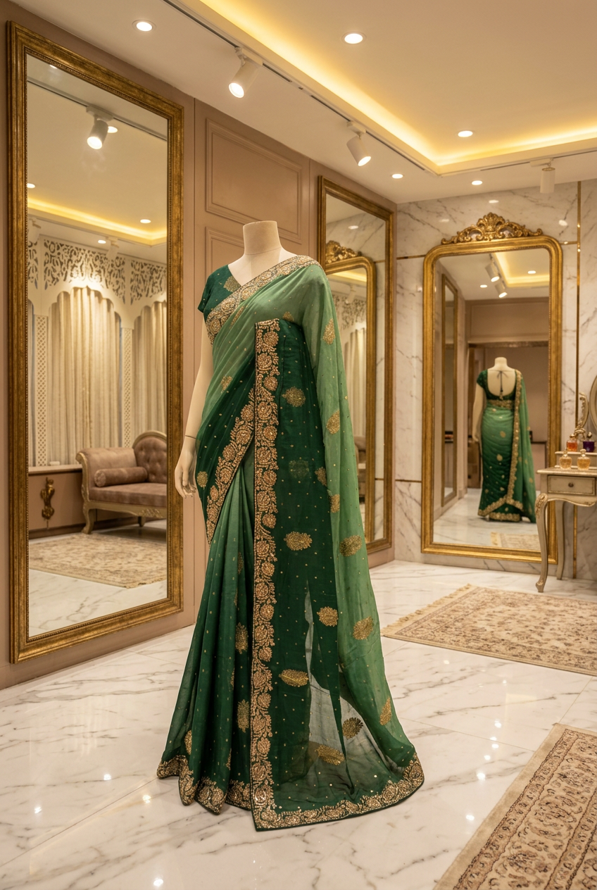 Banarasi Georgette  With Hand Work  Double Saree