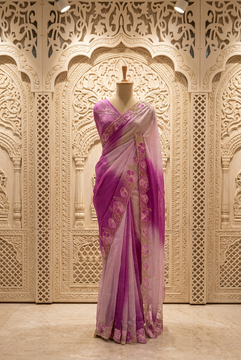 Creep Saree Epic Work With Hand Work view 5