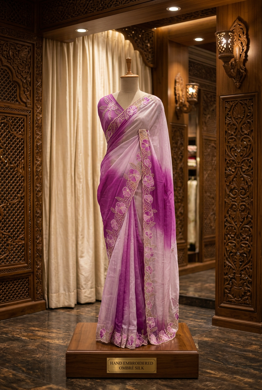Creep Saree Epic Work With Hand Work