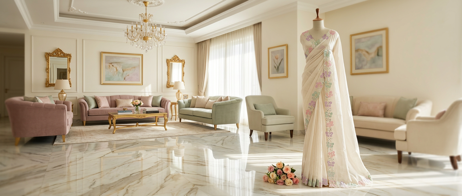Designer Satin Creep Saree With Applic Work And Hand Work