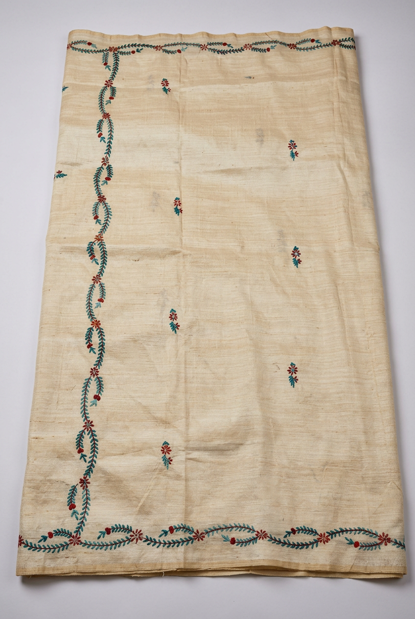 Hand Embroidered Beige Colour Saree view 2