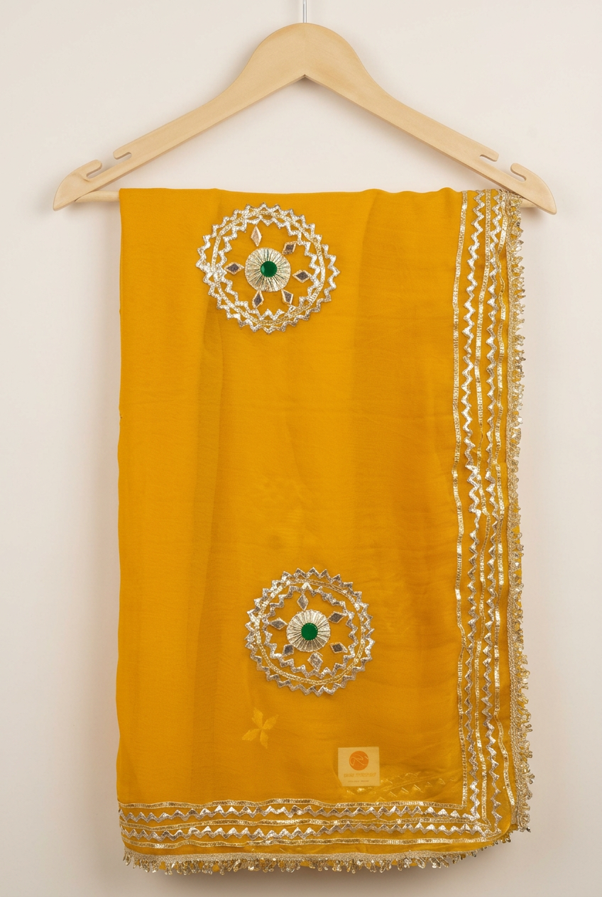 Semi Chiffon Saree With Gota Patti Work view 2