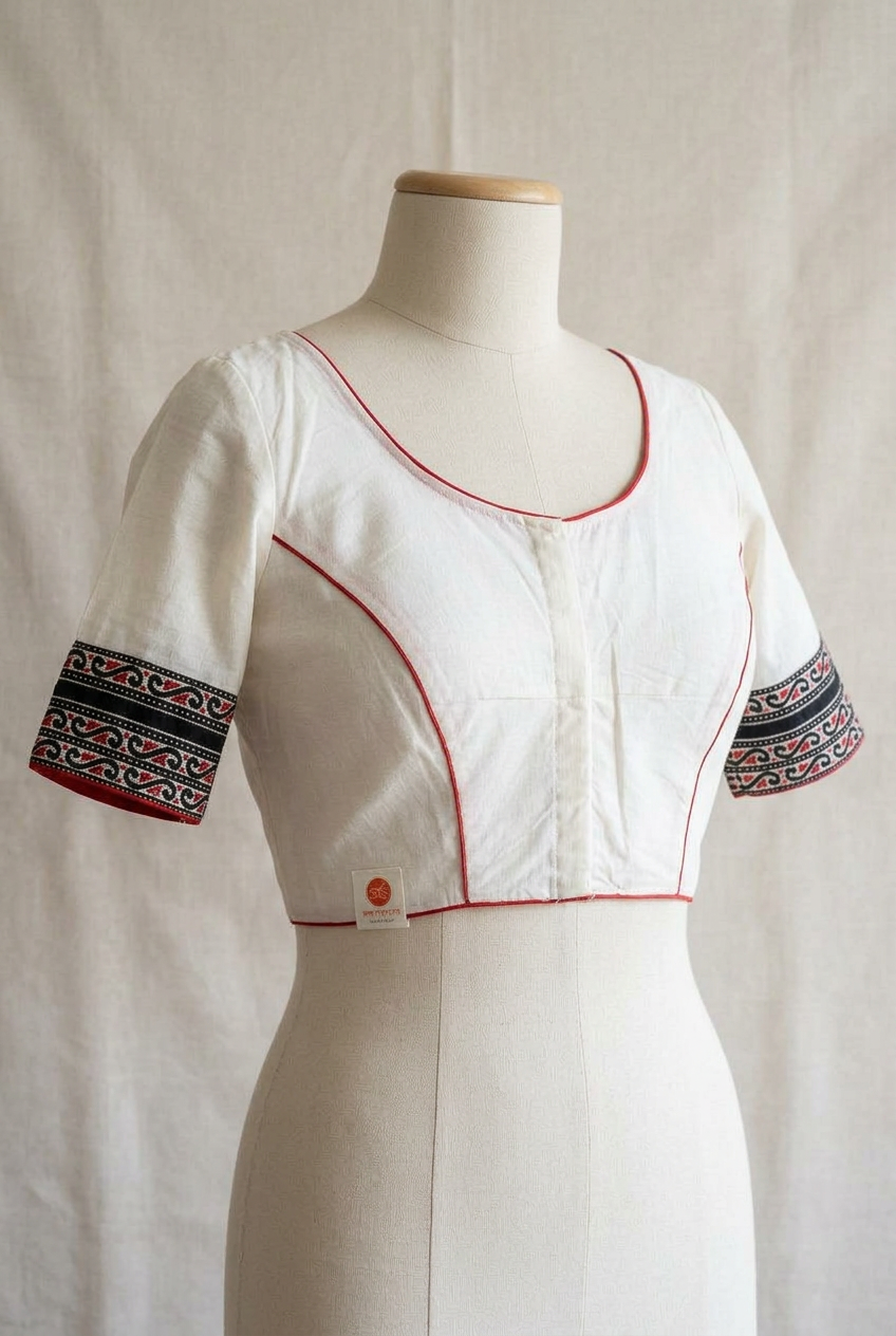 Pure Cotton Black And White Blouse view 3
