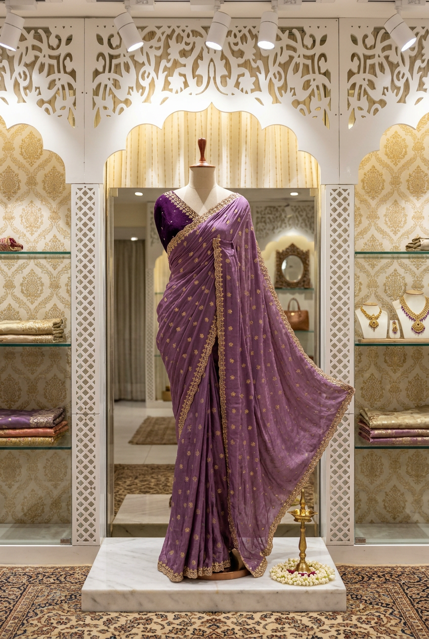 Russian silk banarasi butta hand gotta patti saree view 3