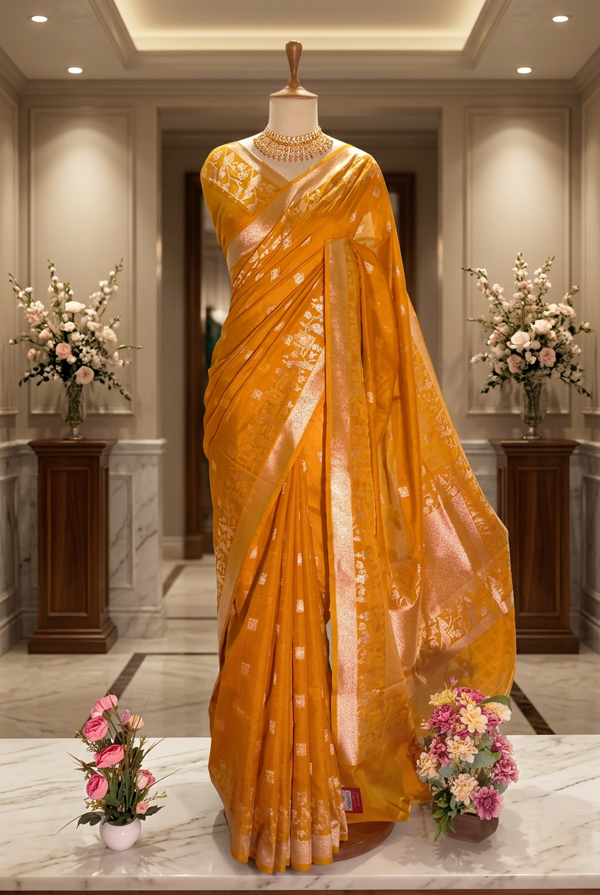 Banarasi art silk weaving saree view 3
