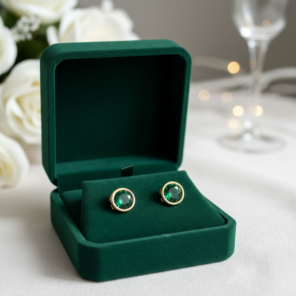 Gold Stud Earrings view 3