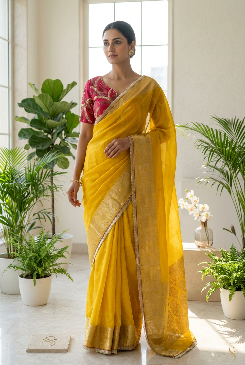 Badhani Silk Saree With Hand Work Blouse