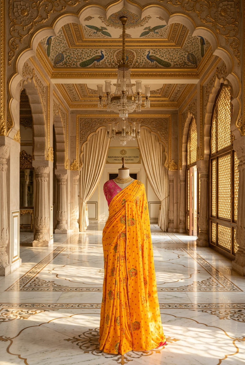 dola silk with bandhani Saree view 2