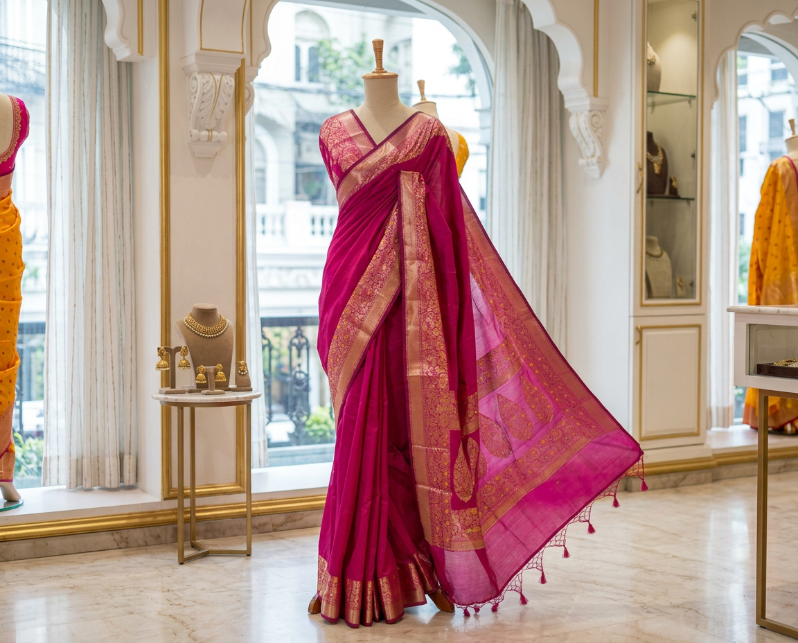 Bamarasi super net saree with border view 4