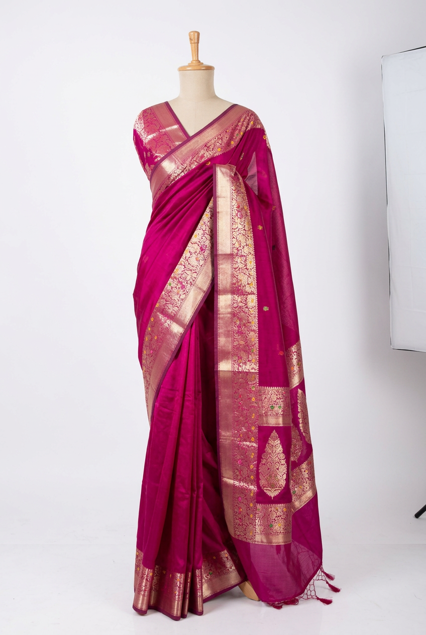 Bamarasi super net saree with border view 2