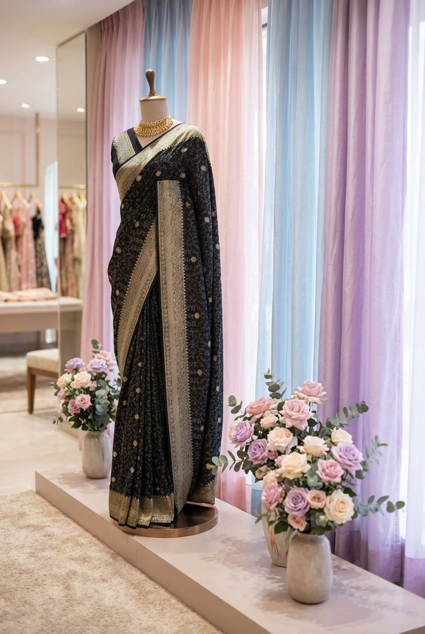 Banarasi tansuee silk saree with zari butta and border