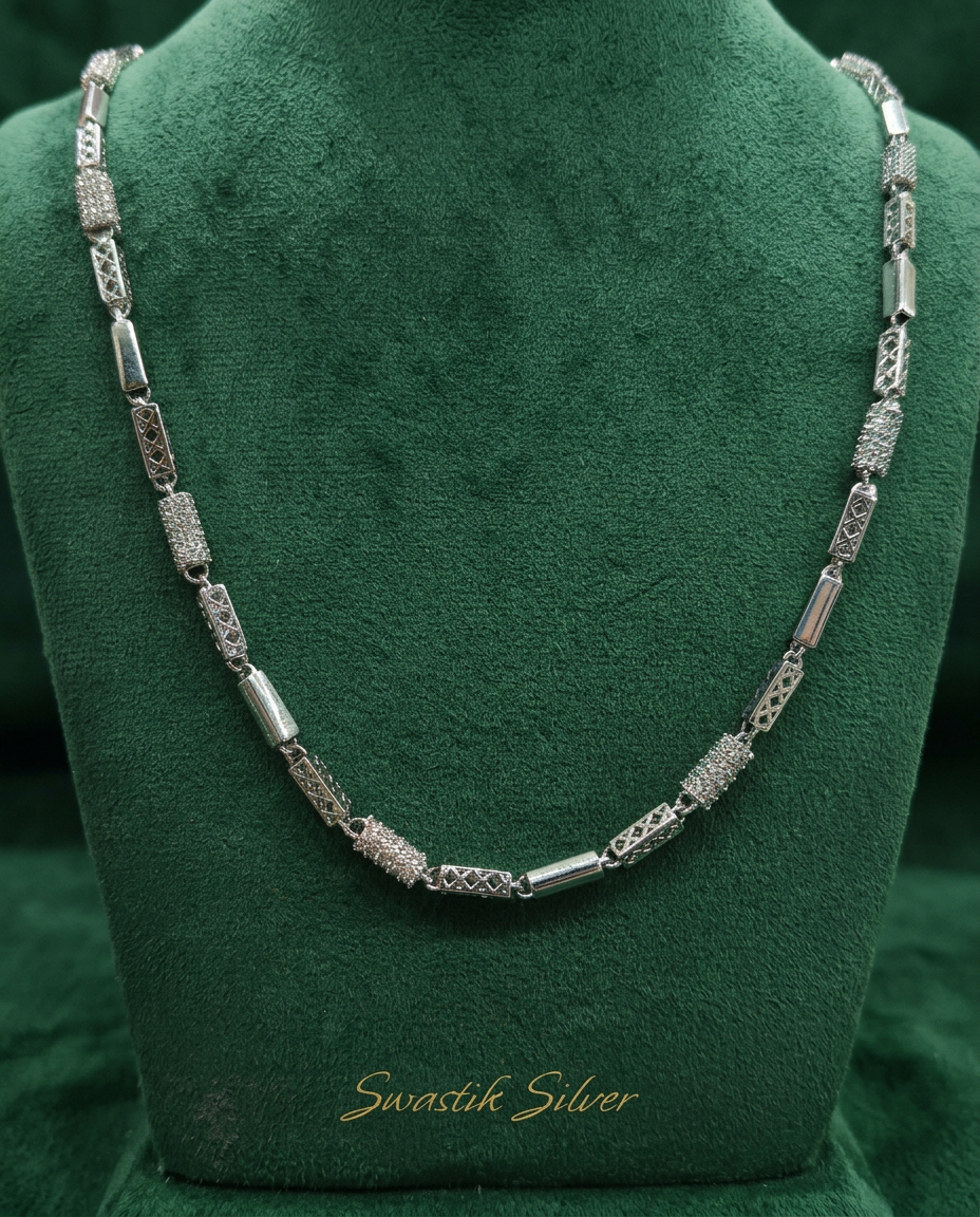 Hollow Cubic Chain With CZ Stones view 4