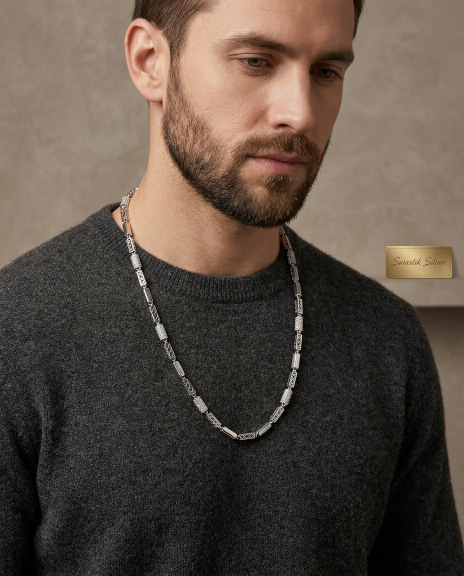 Hollow Cubic Chain With CZ Stones view 2