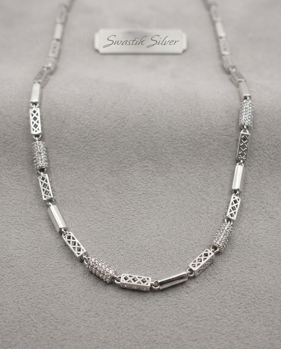Hollow Cubic Chain With CZ Stones view 3