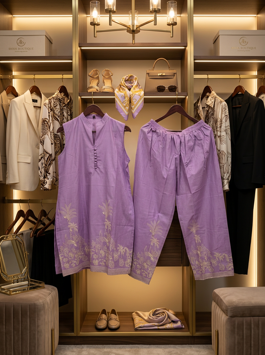Purple Kurta Set view 2