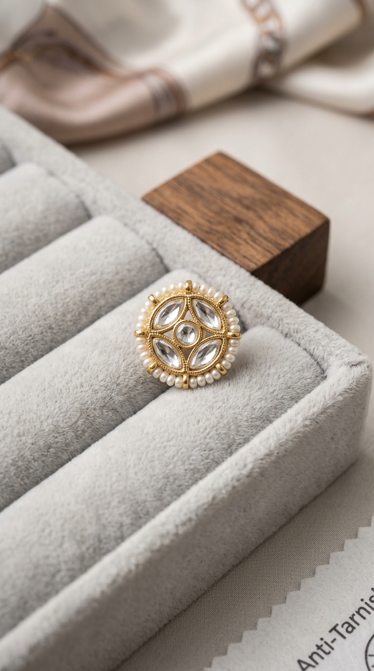 Traditional Nose Pin - Polki Studded