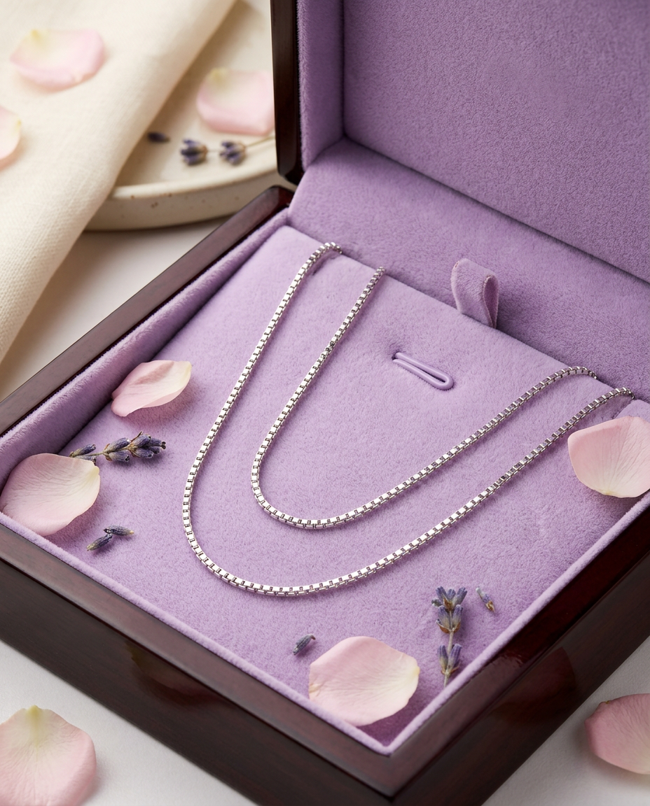 Rhodium Box Chain view 4