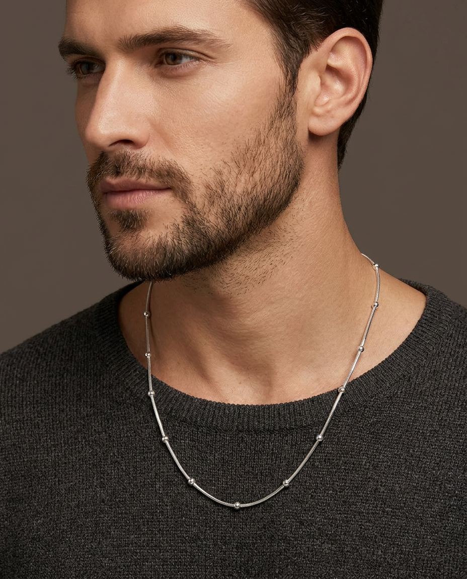 Elegant Pearly Rhodium Chain view 2
