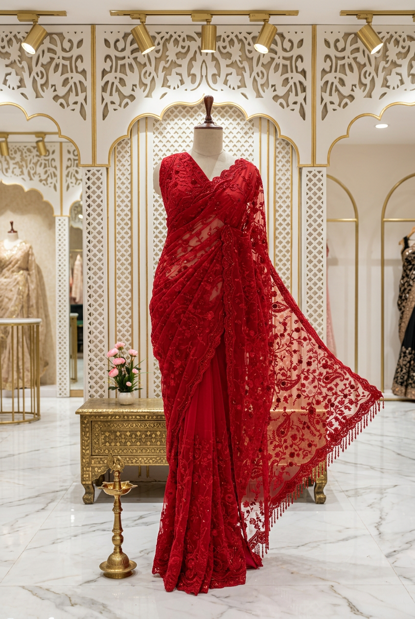 Pure Softnet Net With Hand Work Designers Saree