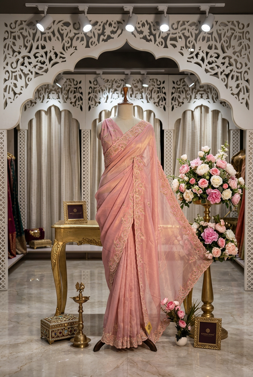 Designer Silk Saree With Hand Work