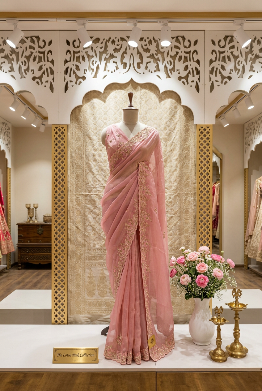 Designer Silk Saree With Hand Work view 3