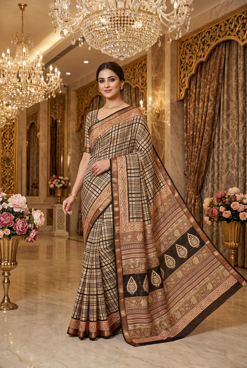 Chanderi Silk With Block Print Designer Saree view 3