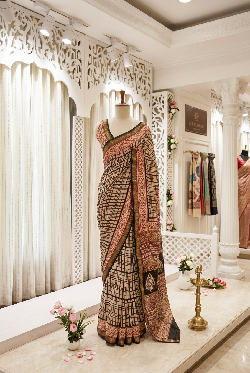 Chanderi Silk With Block Print Designer Saree view 5