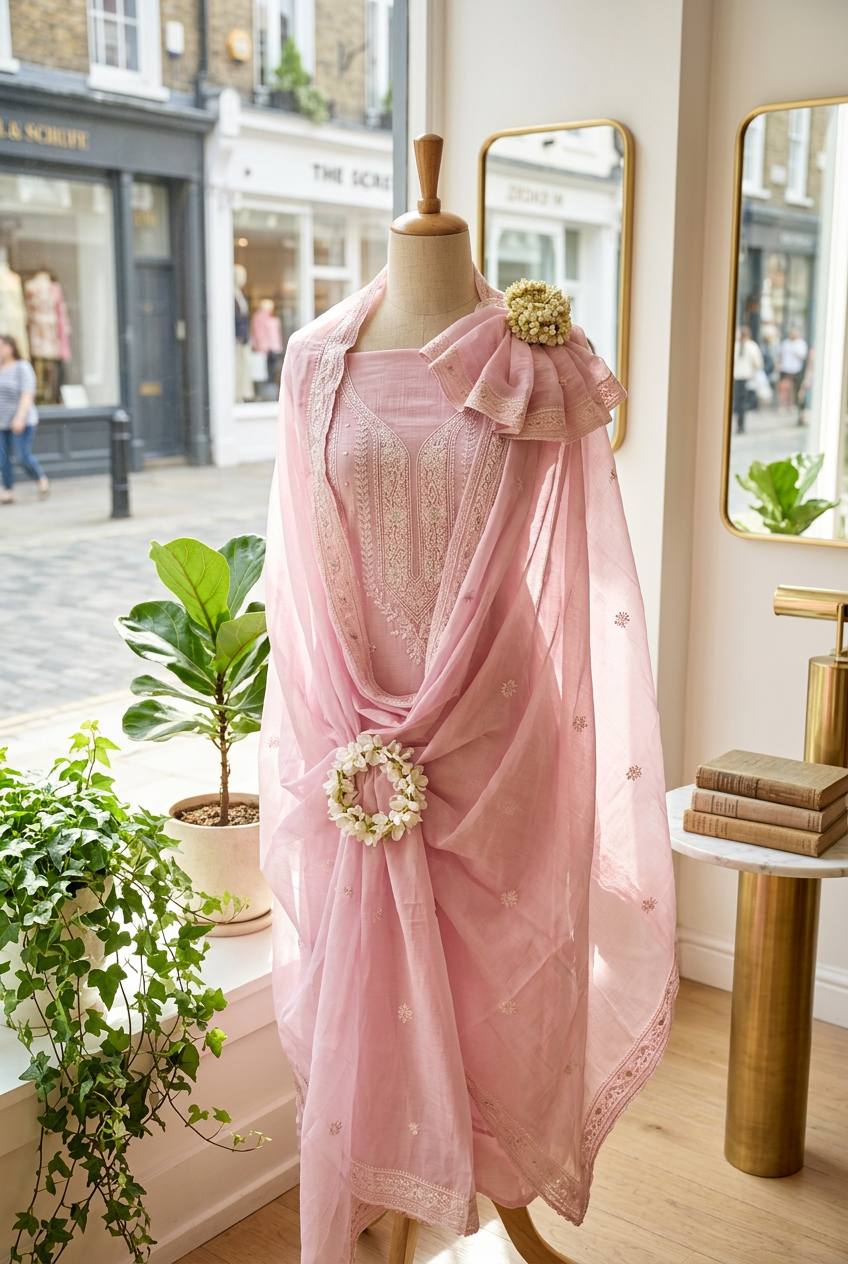 Pure Mal Chanderi With Embroidery Suit view 3