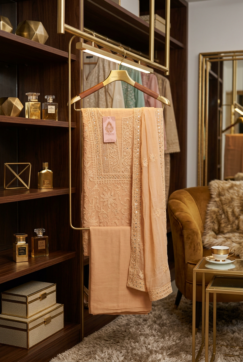 Pure Mal Chanderi With Embroidered Suit view 5