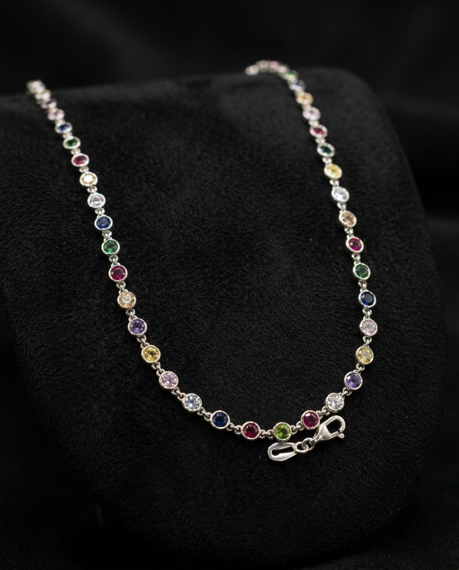 Multicolour Rhodium Payal view 3