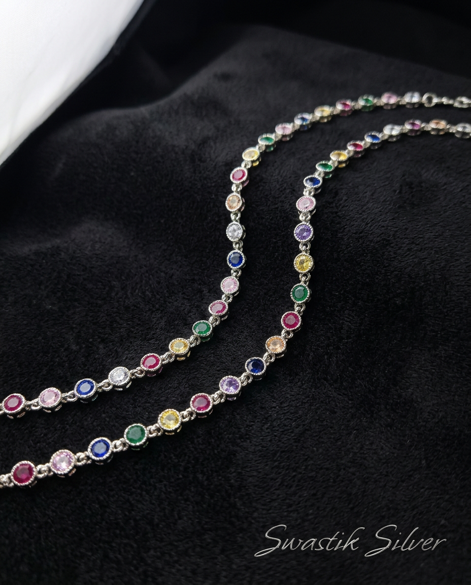 Multicolour Rhodium Payal view 5