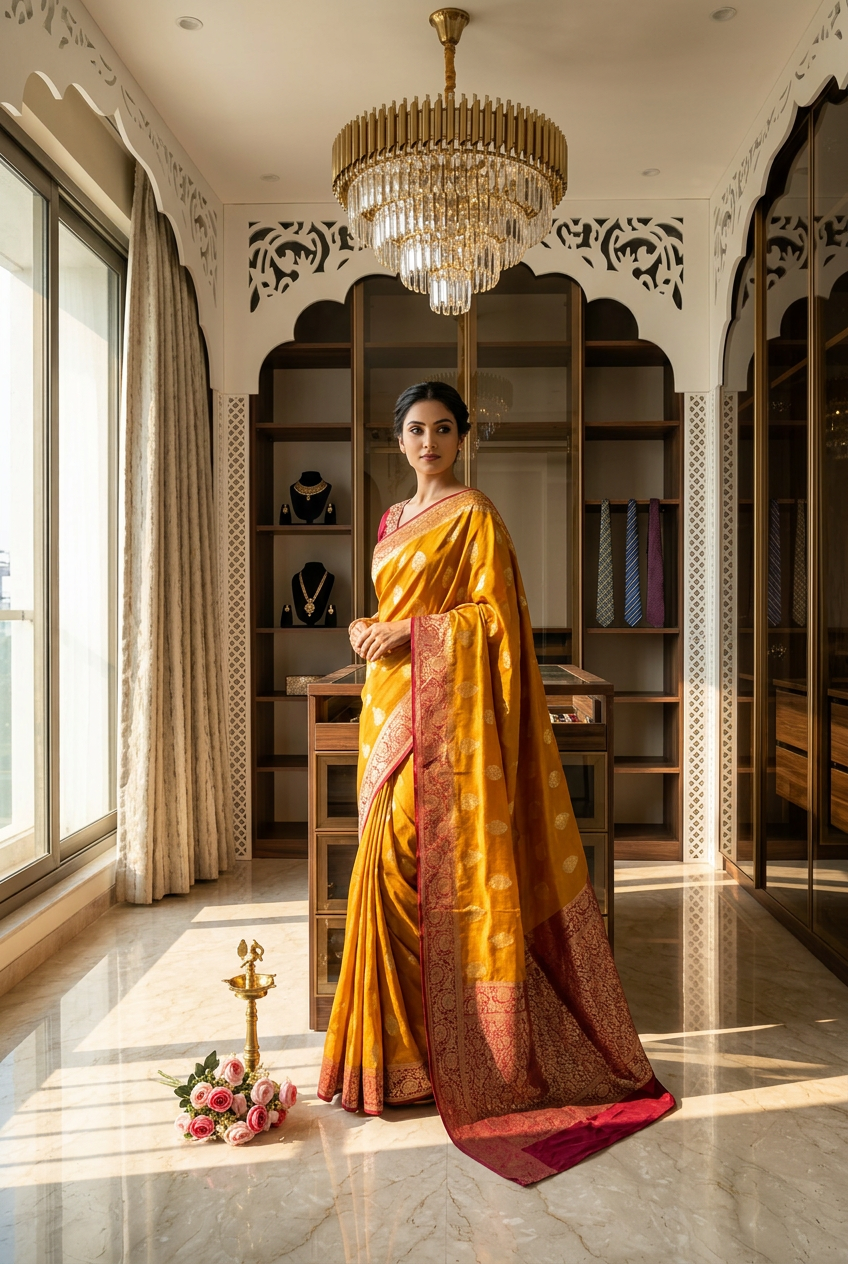 Dulha Silk With Contrast Border Design Saree view 3