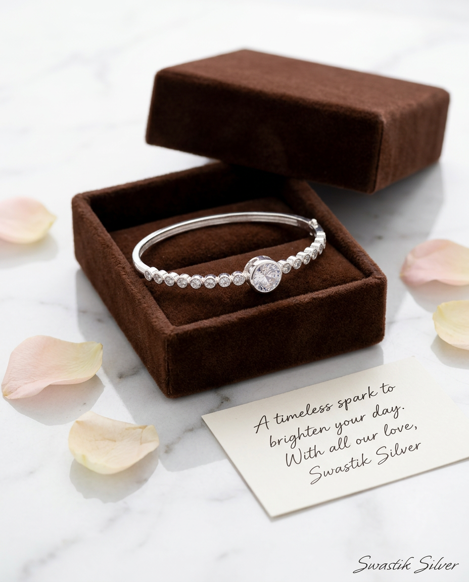 Stellar Halo Graduated Bezel CZ Silver Bracelet view 4