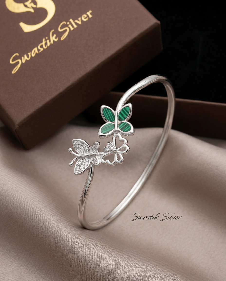 Emerald Flutter Malachite & Diamond-Look Butterfly Bracelet view 2