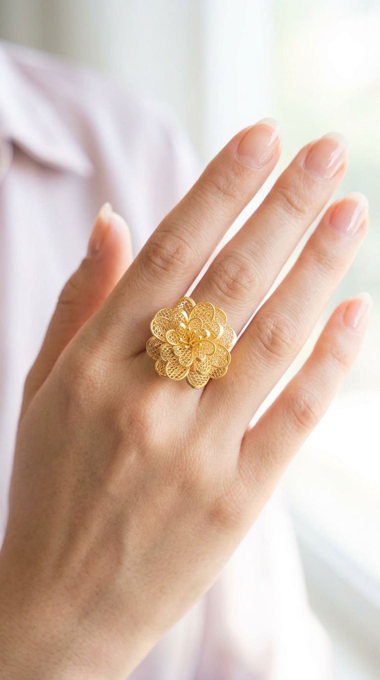 Floral Gold Ring view 2